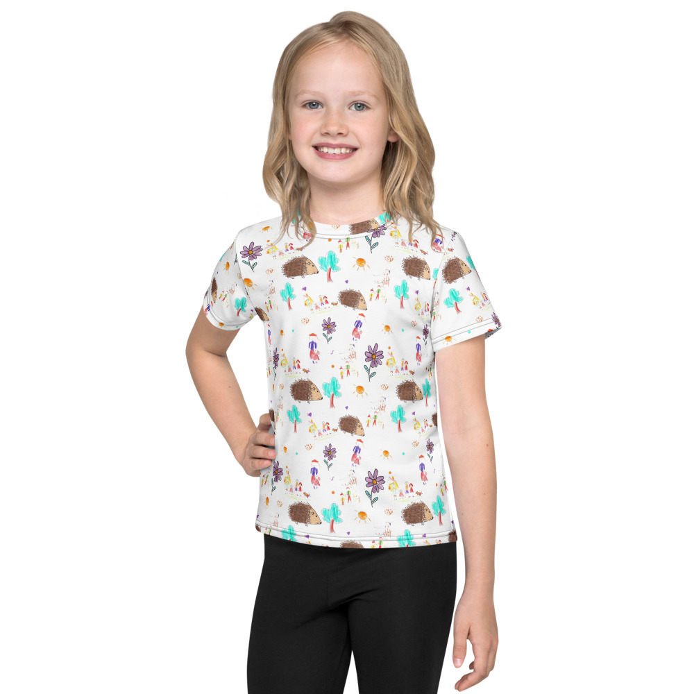 Kids tee with an all-over print made from that same drawing